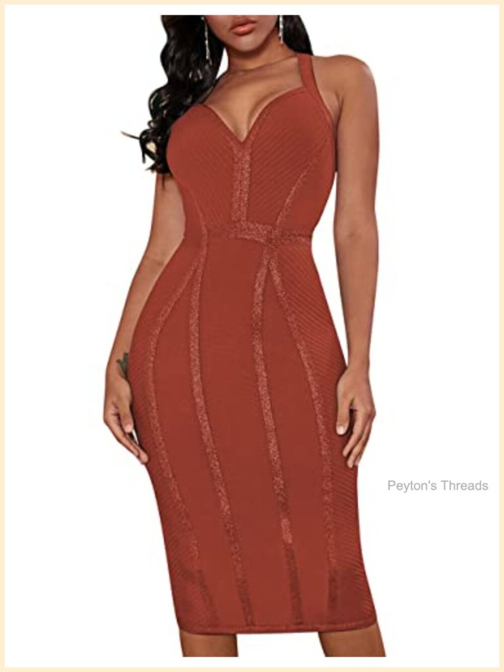 Bandage Halter V Neck Midi Bodycon Club Party Dress